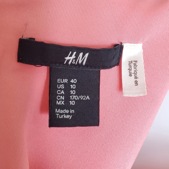 H&M Pink Chiffon Sleeveless Summer Flowy Dress Size 10 - Picture 9 of 10